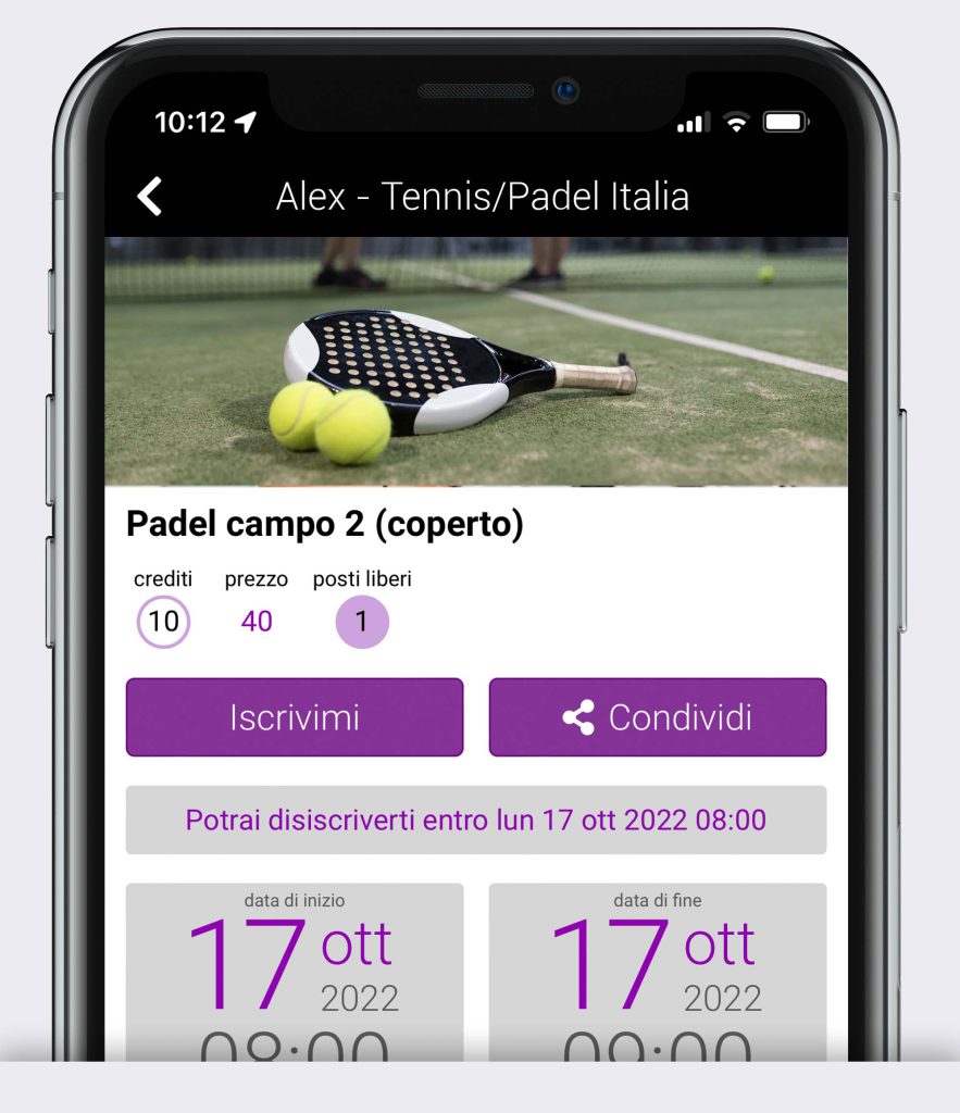 App-prenotazione-campi-padel-e-tennis